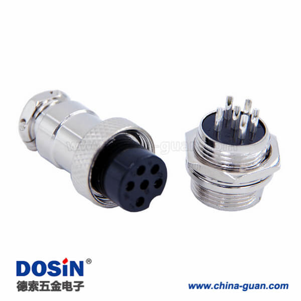 4 6芯航空插頭GX16直式螺紋連接式航空頭