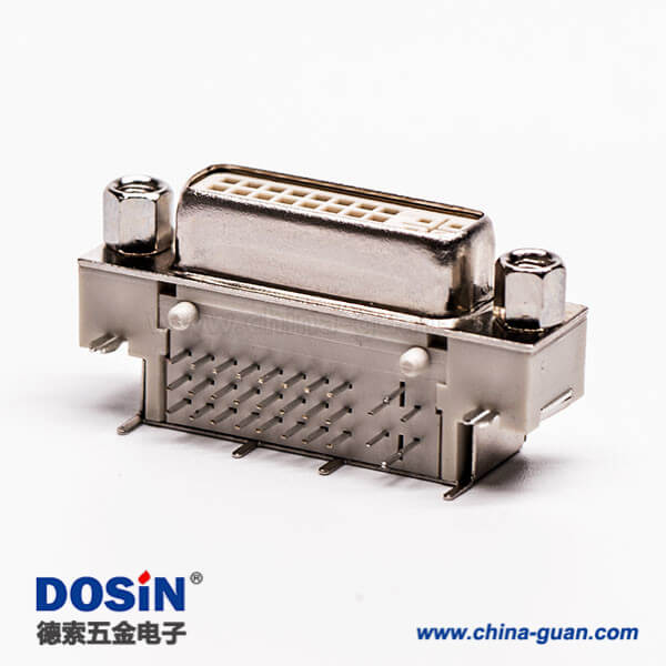 42-1 dvi接口顯示器24+5母頭彎式帶螺母插板白色膠芯