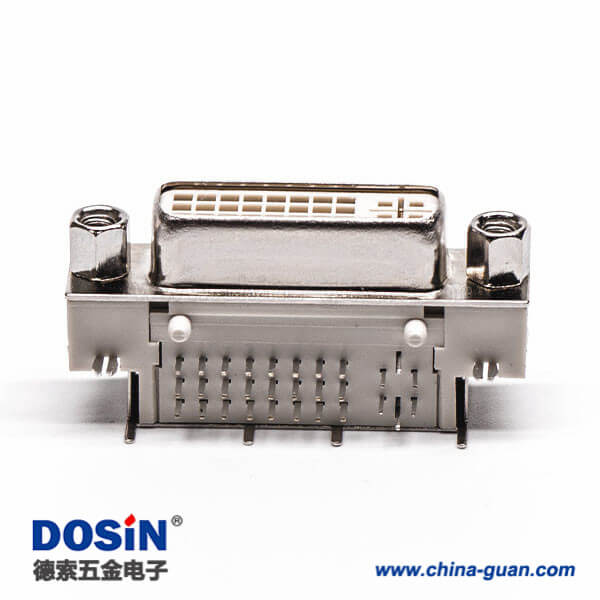 42-2 dvi接口顯示器24+5母頭彎式帶螺母插板白色膠芯