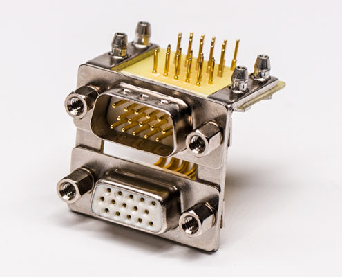 D-SUB雙胞胎焊接三排15公對三排15母19.05鉚鎖白膠接PCB板