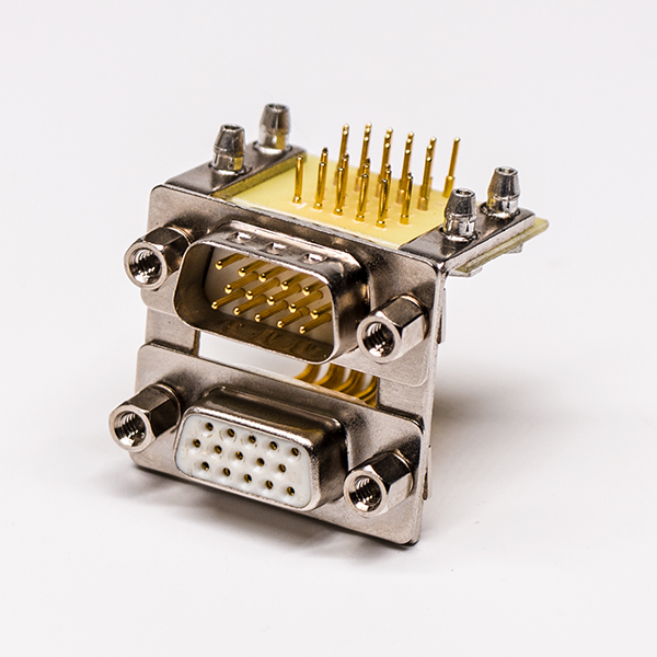 D-SUB雙胞胎焊接三排15公對(duì)三排15母19.05鉚鎖白膠接PCB板
