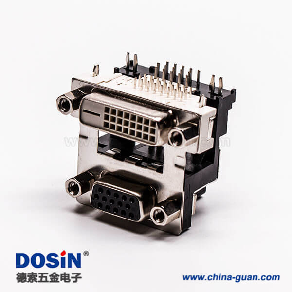 dvi與d sub雙端口母頭彎頭彈片控孔5.48mm