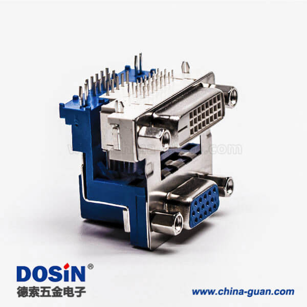 58-4 dvi接口與D-SUB15高密度母頭彎式鉚鎖結(jié)構(gòu)帶魚叉