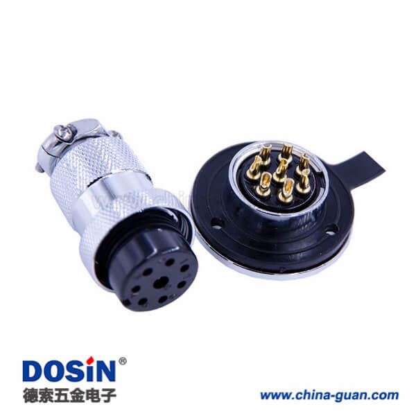 航空插頭GX25-8芯防水IP55法蘭圓盤直式公母連接器5套