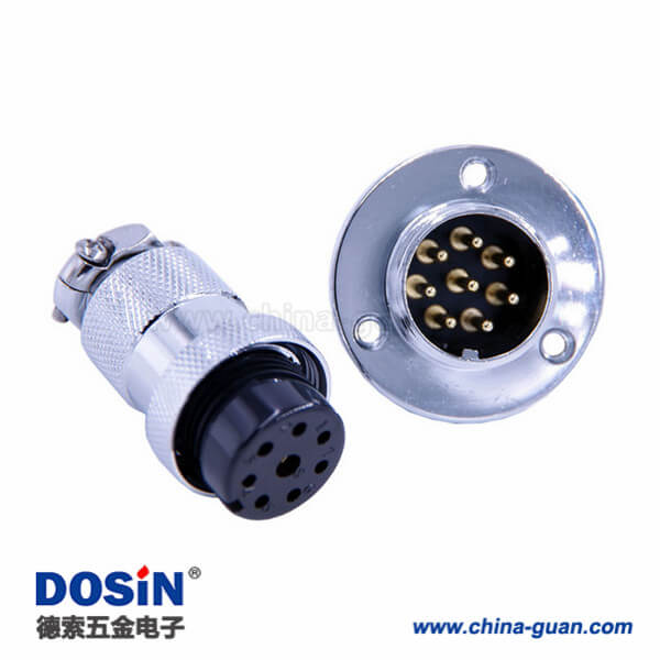61-2 航空插頭GX25-8芯防水IP55法蘭圓盤直式公母連接器5套