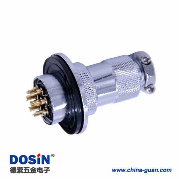 61 航空插頭GX25-8芯防水IP55法蘭圓盤直式公母連接器5套