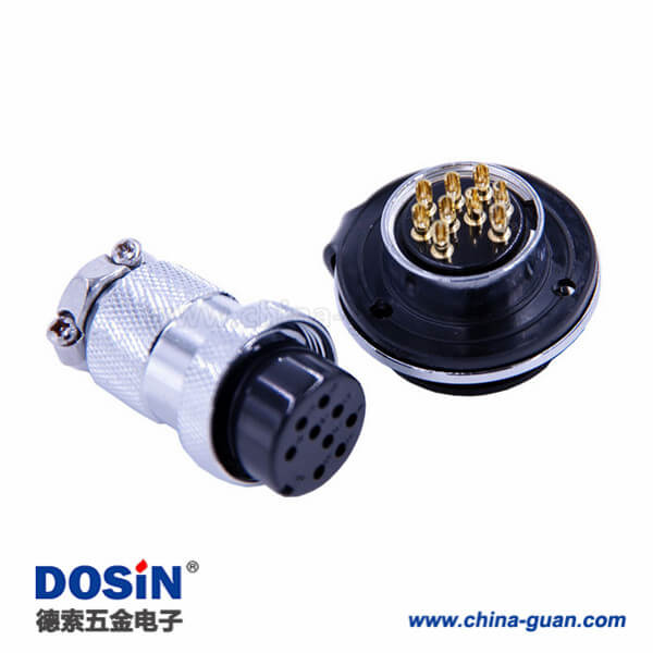 航空插頭連接器GX25-9芯母頭公座直式法蘭連接器5套