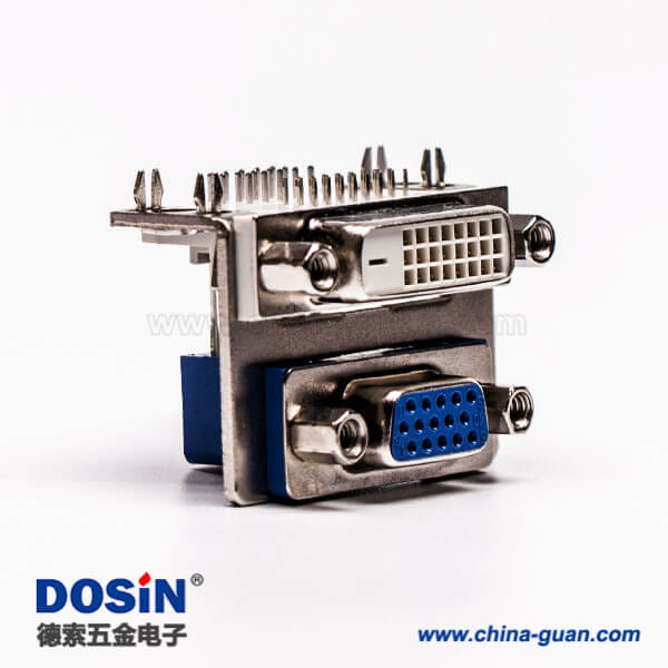 64-5 顯示器DVI和D-SUB雙胞胎24+1對(duì)HDR15母頭彎角接PCB板