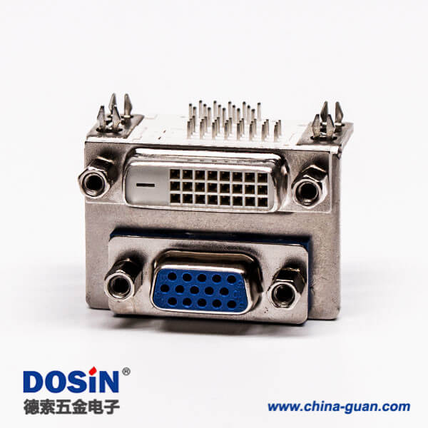 顯示器DVI和D-SUB雙胞胎24+1對(duì)HDR15母頭彎角接PCB板