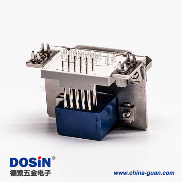 65-1 DVI接口與15針接口雙胞胎藍(lán)膠彎式母頭接PCB板連接器