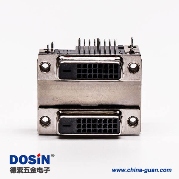 67-4 DVI24+1連接器雙胞胎母頭彎式魚叉插PCB板連接器