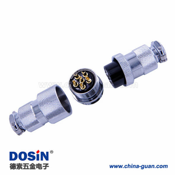 69-1 GX25法蘭公母頭6芯公頭母頭直式航空對接連接器2套