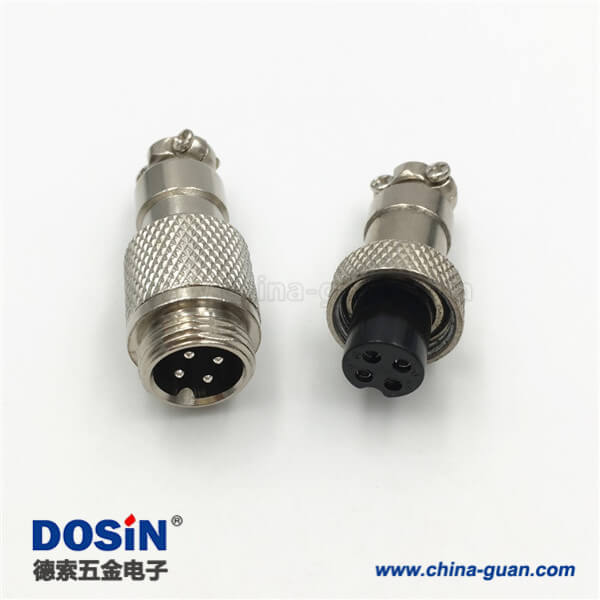 GX12-4芯對接航空接插件公頭母頭金屬直式連接器5套
