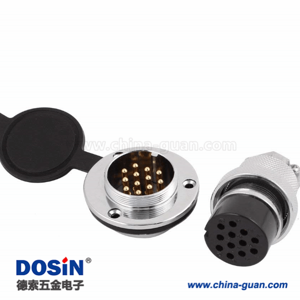 119-1 12芯GX30圓形法蘭連接器公母航空連接器