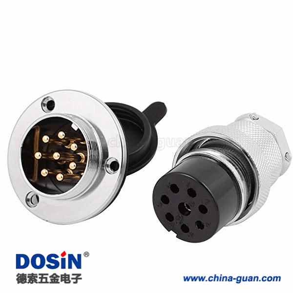 GX30 8芯圓形法蘭連接器母頭公座航空連接器