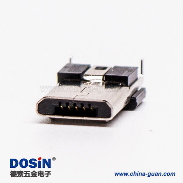 micro usb 5s b型牛角型彎式公座DIP兩腳連接器 micro usb 5s b型牛角型彎式公座DIP兩腳連接器