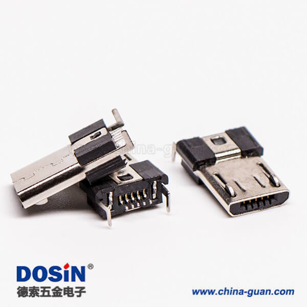 micro usb 5s b型牛角型彎式公座DIP兩腳連接器 micro usb 5s b型牛角型彎式公座DIP兩腳連接器