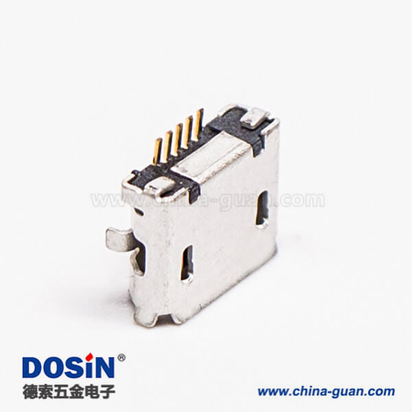 micro usb b型封裝5p母座SMT直式DIP 6.4帶焊盤帶定位子 micro usb b型封裝5p母座SMT直式DIP 6.4帶焊盤帶定位子