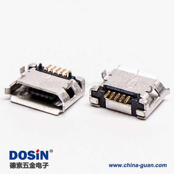 micro usb b型封裝5p母座SMT直式DIP 6.4帶焊盤帶定位子 micro usb b型封裝5p母座SMT直式DIP 6.4帶焊盤帶定位子