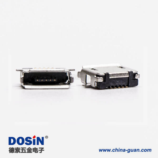 usb micro接口5pin母座直式全貼板SMT usb micro接口5pin母座直式全貼板SMT