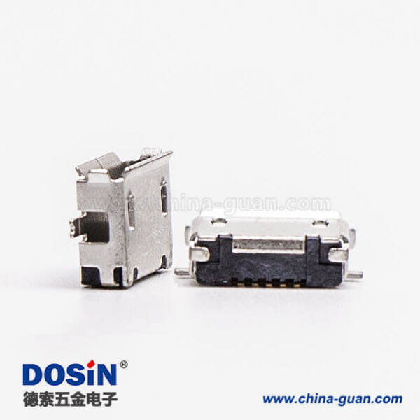 usb micro接口5pin母座直式全貼板SMT usb micro接口5pin母座直式全貼板SMT