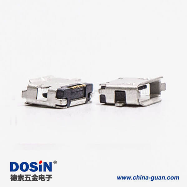 usb micro接口5pin母座直式全貼板SMT usb micro接口5pin母座直式全貼板SMT