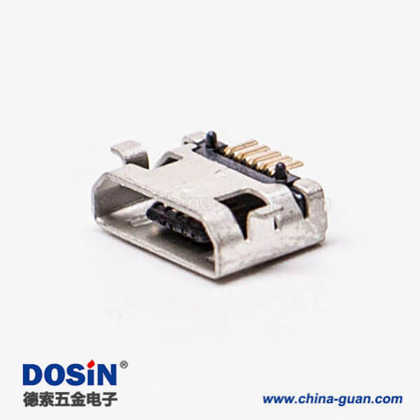 micro usb手機充電接口SMT全貼5針加寬型連接器