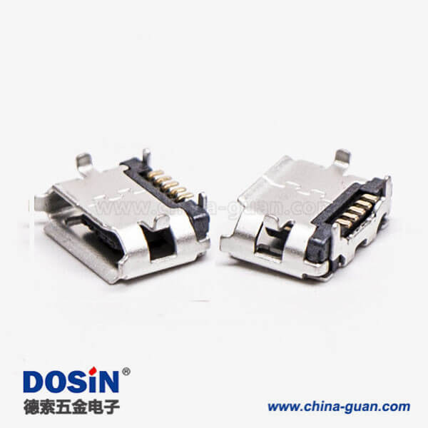 micro USB B型接口5p SMT B型直式牛角型連接器6.40-4.85 micro USB B型接口5p SMT B型直式牛角型連接器6.40-4.85