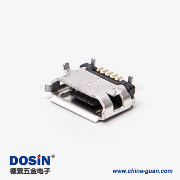 micro USB B型接口5p SMT B型直式牛角型連接器6.40-4.85