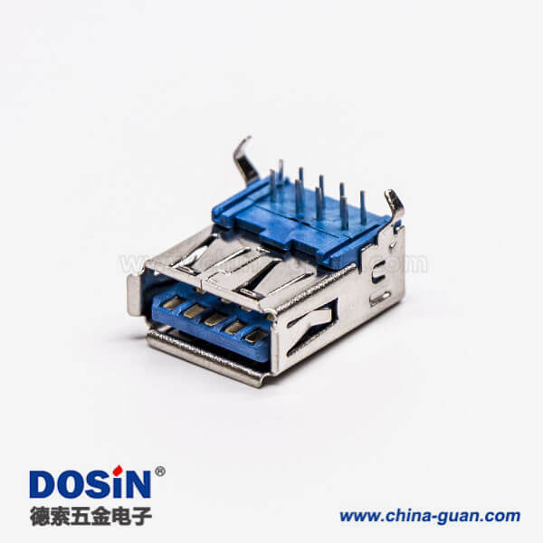 usb3.0a型母頭彎式藍色膠芯彎腳DIP插板 usb3.0a型母頭彎式藍色膠芯彎腳DIP插板