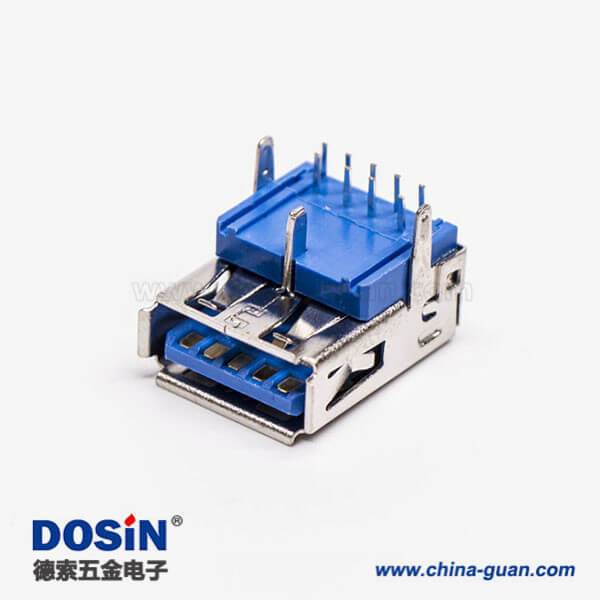 usb3.0 接口type a母座90度插pcb板三腳定位 usb3.0 接口type a母座90度插pcb板三腳定位