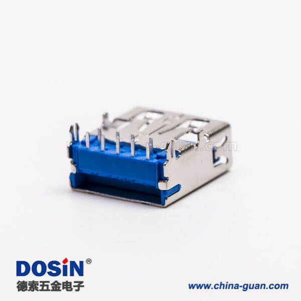 usb3.0藍(lán)色接口type a母座彎頭穿孔插板帶魚叉腳 usb3.0藍(lán)色接口type a母座彎頭穿孔插板帶魚叉腳