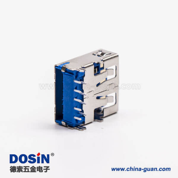 usb3.0藍(lán)色接口type a母座彎頭穿孔插板帶魚叉腳 usb3.0藍(lán)色接口type a母座彎頭穿孔插板帶魚叉腳