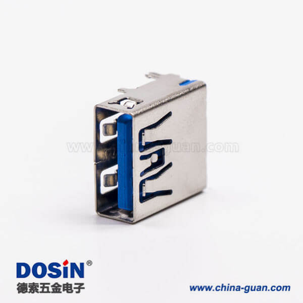 usb3.0藍(lán)色接口type a母座彎頭穿孔插板帶魚叉腳 usb3.0藍(lán)色接口type a母座彎頭穿孔插板帶魚叉腳
