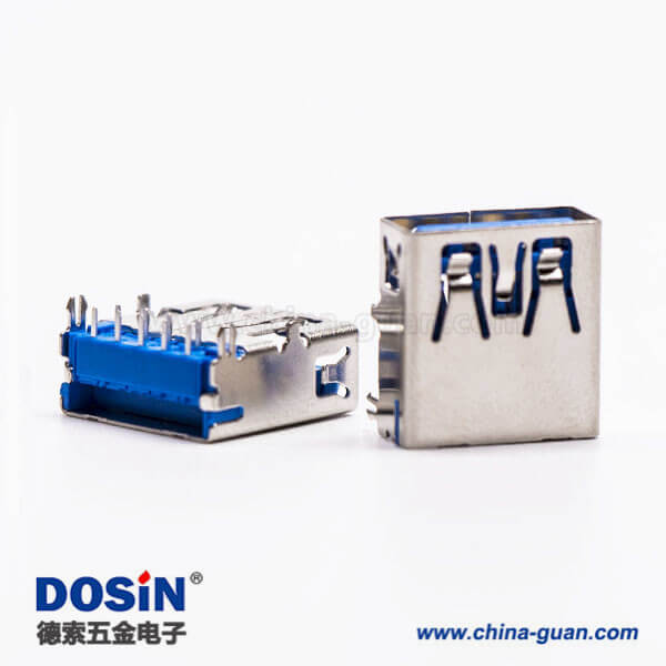 usb3.0藍(lán)色接口type a母座彎頭穿孔插板帶魚叉腳 usb3.0藍(lán)色接口type a母座彎頭穿孔插板帶魚叉腳