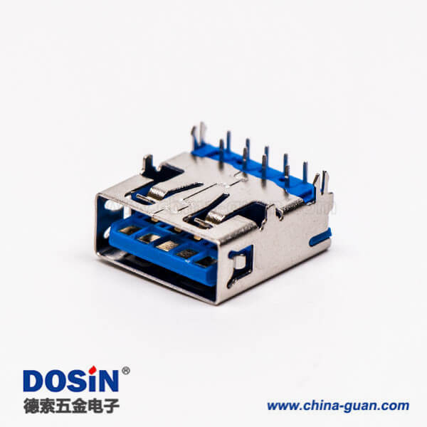usb3.0藍色接口type a母座彎頭穿孔插板帶魚叉腳 usb3.0藍色接口type a母座彎頭穿孔插板帶魚叉腳