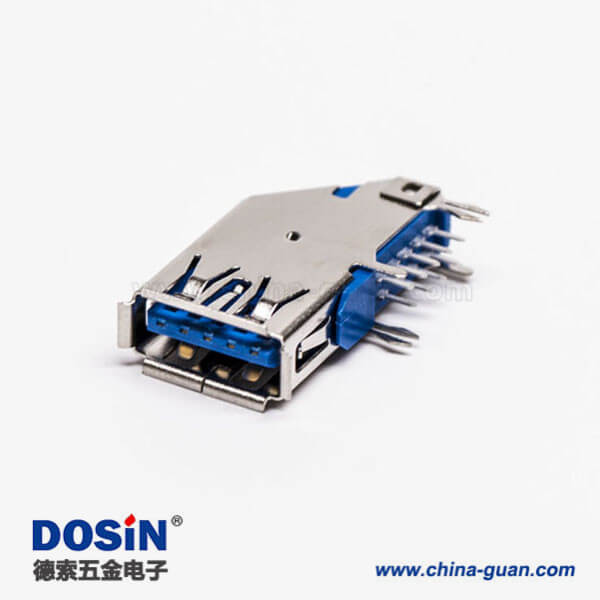 usb3.0母頭type a 彎頭側插式藍色膠芯接板 usb3.0母頭type a 彎頭側插式藍色膠芯接板