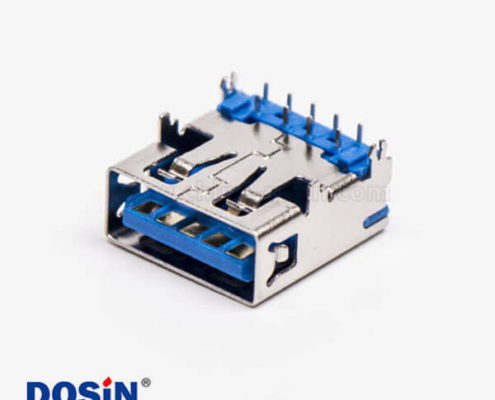 usb3.0母座連接器彎式dip四腳帶魚叉腳