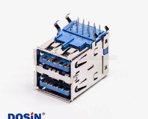 usb3.0雙母座彎頭彎腳穿孔接PCB板