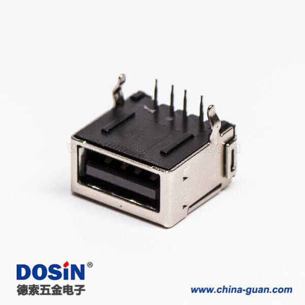 usb 2.0 a母座dip黑色全屏蔽式彎頭 usb 2.0 a母座dip黑色全屏蔽式彎頭