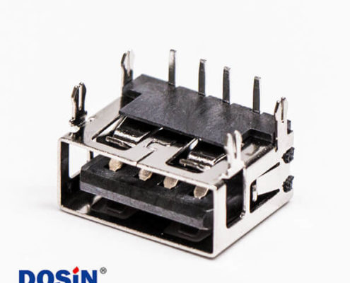 2.0usb彎母座封裝黑色膠芯帶魚(yú)叉腳插板