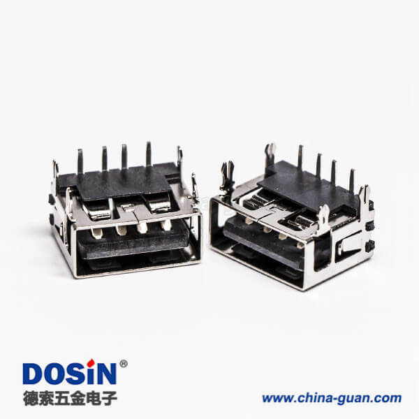 2.0usb彎母座封裝黑色膠芯帶魚叉腳插板 2.0usb彎母座封裝黑色膠芯帶魚叉腳插板