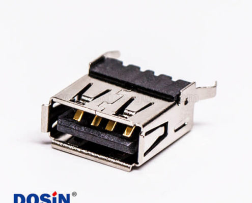 usb type a 母座直式黑膠DIP半包塑殼