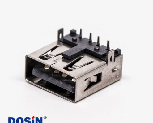 type-a usb母座彎式兩腳插板帶定位柱接板