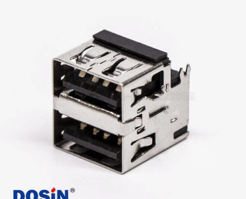 雙層usb母座封裝dip彎式90度兩腳插板