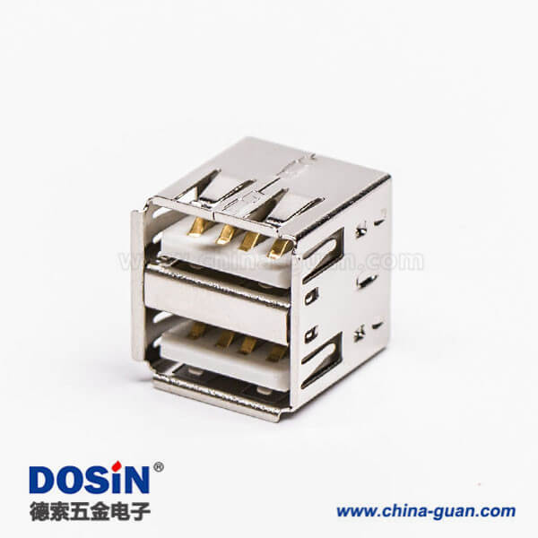 usb雙層母座直式插板白色膠芯type a usb雙層母座直式插板白色膠芯type a