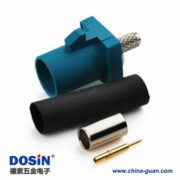 Fakra SMB連接器Z型公頭水藍(lán)色壓接焊接汽車(chē)天線(xiàn)接線(xiàn)RG316 RG174