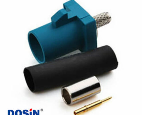 Fakra SMB連接器Z型公頭水藍(lán)色壓接焊接汽車天線接線RG316 RG174