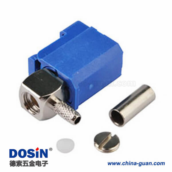 Fakra連接器母頭塑料外殼C型彎式藍(lán)色壓接焊接接線RG174 RG316連接器 Fakra連接器母頭塑料外殼C型彎式藍(lán)色壓接焊接接線RG174 RG316連接器