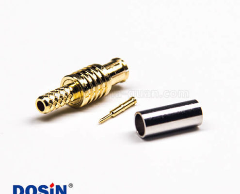 MCX直式公頭連接器鍍金壓接式接線